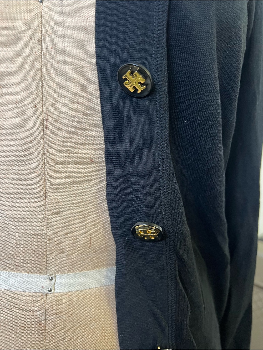Tory Burch Black Button-Front Cotton Cardigan - Picture 4 of 6
